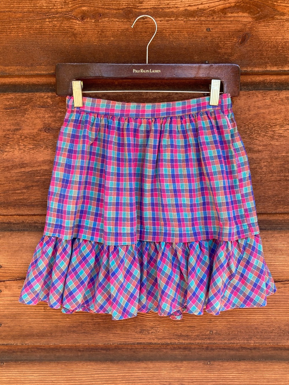 Ruffled Flannel Plaid Vintage Skirt